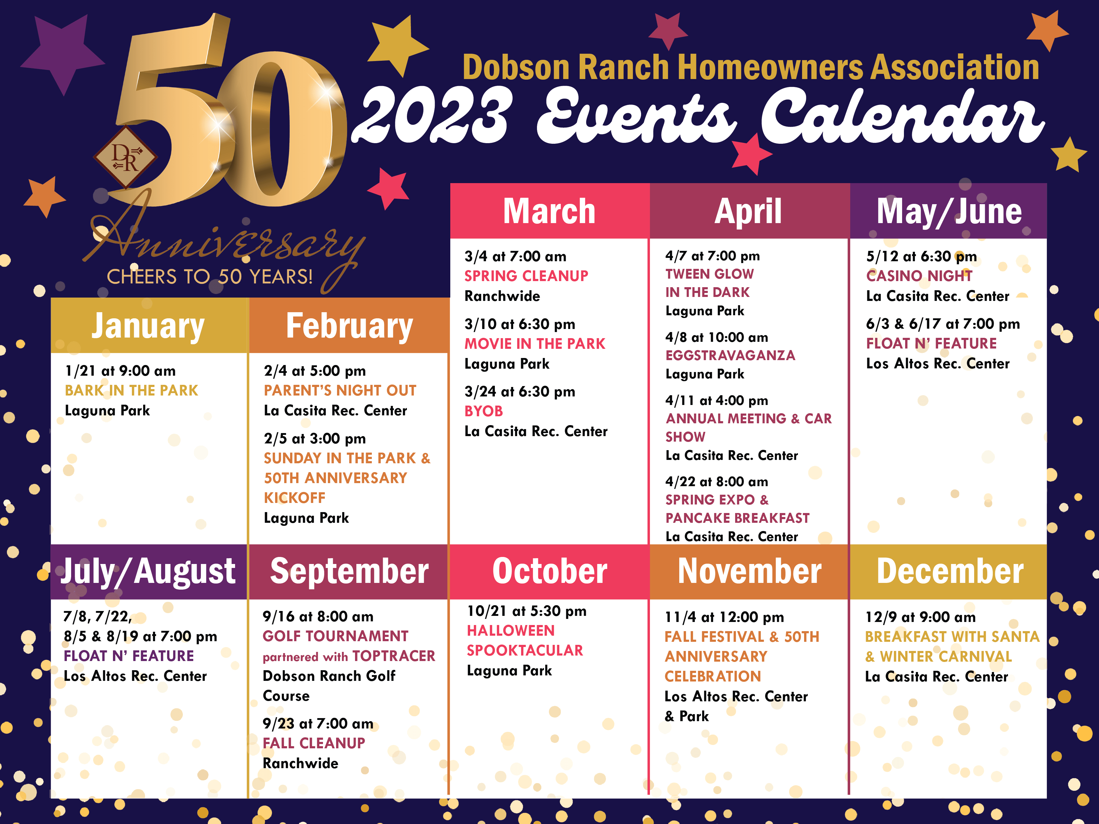 2023 Events Calendar Dobson Ranch HOA